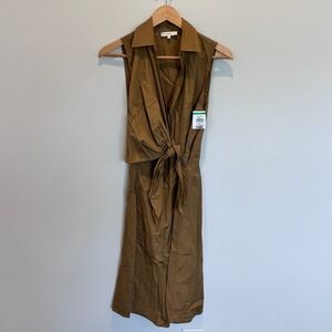 Vince Dress Womens 0 Sleeveless Tie Front Collared Midi Casual Made in Japan‎